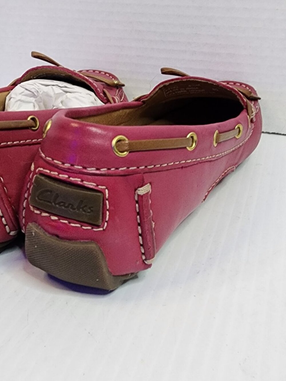 Clarks Artisan Dunbar Racer Red Leather Loafers Women’s 5.5W w/ Box - Picture 11 of 16